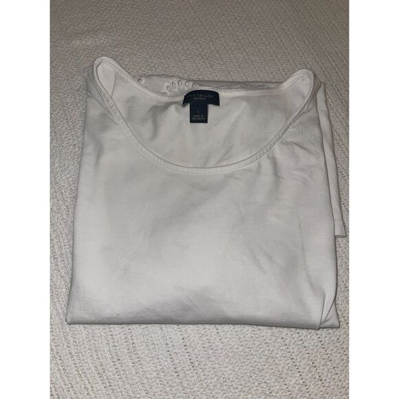 Ann Taylor Factory White Eyelet Flutter Sleeve Blouse Top Women’s Large L - Picture 5 of 5